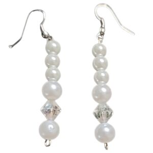 Elegant White Faux Pearl Drop Earrings